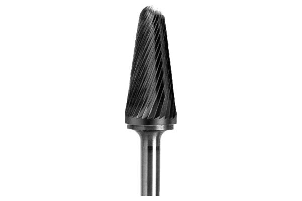 Radius Cone Shape Single Cut Tungsten Carbide File, 1/2" Diameter, 1-1/4" L Cut, 6" Shank L
