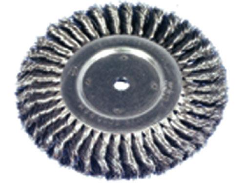 Twisted Wire Wheel Brush, 6" Diameter, Super Duty, .014" Wire, 5/8"-1/2" Arbor Hole