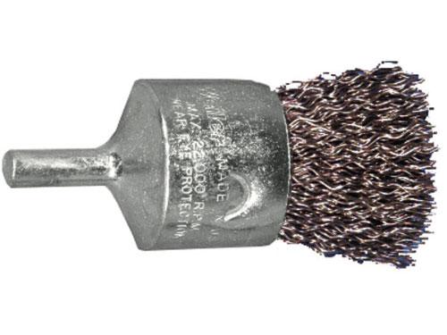 Crimped Wire End Brush For Cast Iron, 1" Length, Medium/Heavy Duty, .020" Wire Size