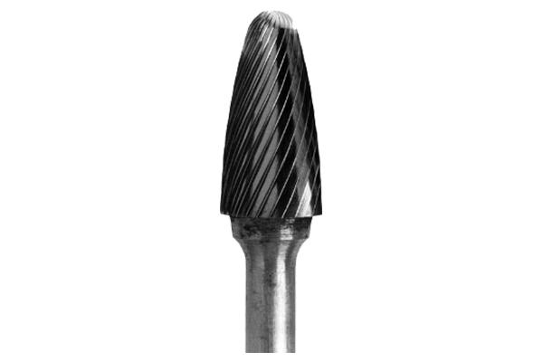 Radius Tree Shape Double Cut Tungsten Carbide File, 3/8" Diameter, 3/4" L Cut, 2-1/2" Shank L