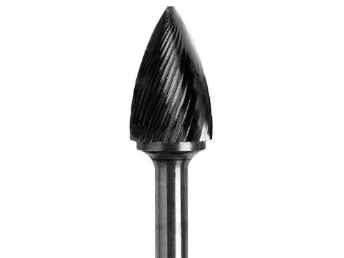 Tree Shape Single Cut Tungsten Carbide File, 5/8" Diameter, 1" L Cut, 2-1/2" Shank L