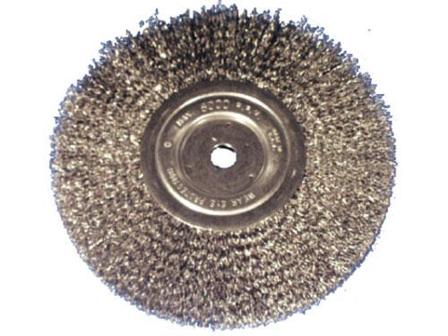 Crimped Wire Wheel Brush, 6" Diameter, Heavy Duty, .014" Wire, 5/8"-1/2" Arbor Hole