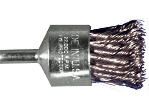 Knotted Wire End Brush For Cast Iron, 1-1/8" Length, Severe Duty, .014" Wire Size