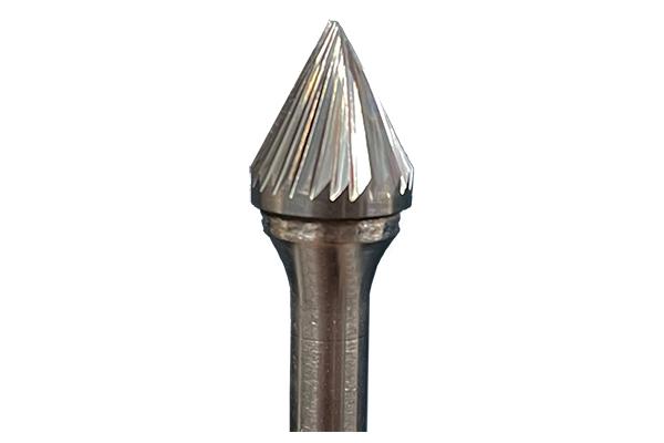 Angled Cone Shape High Speed Steel File, 90° Diameter, 3/4" L Cut, 2-1/2" Shank L