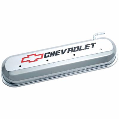 Chrome Aluminum, Blk/red Recessed Chevrolet Emblem  Valve Cover Set